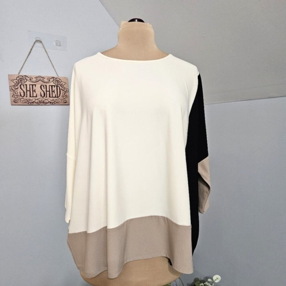 NEW Wynne Layers Color Block Dolman Sleeve Relaxed Fit Oversized Tunic Top S